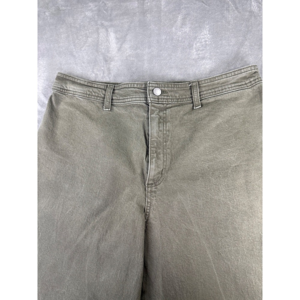 Universal Thread Olive Green Wide Leg Ankle Jeans Womens 14 High Rise Cropped - Picture 6 of 12